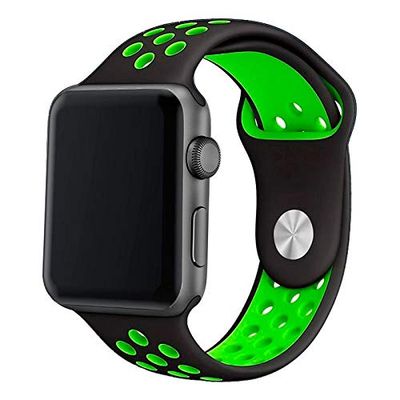 Cinghia COOL per Apple Watch Series 1 / 2 / 3 / 4 / 5 / 6 / 7 / SE (42 / 44 / 45 mm) Sport Nero, Talla única, Silicone, 0