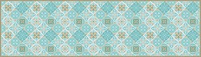 Doge Milano Chemin de cuisine, 100% Made in Italy, Tapis antitache avec impression numérique, Tapis antidérapant et lavable, modèle Maiolica - Lecce, cm 180x52
