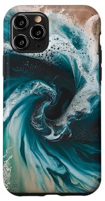 Vista spiaggia astratta con movimento turbinio oceanico Custodia per iPhone 11 Pro