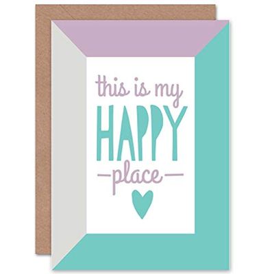 Wee Blue Coo Home Print Quote Happy Place Blank Greeting Card
