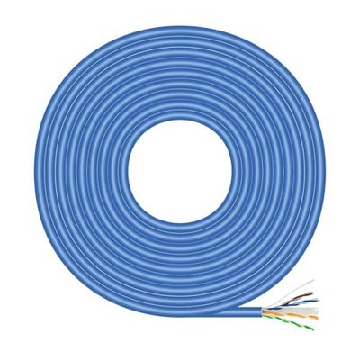 VoltShine Câble réseau RJ45 LSZH CPR Dca CAT6 UTP AWG24 bleu 100 m, idéal pour installations haute vitesse et connexion Internet.