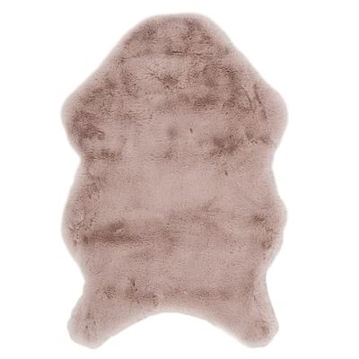 HOME DECO FACTORY TX9044 Tapis Forme Peau Fausse Fourrure Poil Fin Rose Poudre Polyester H2 x 60 x 90 cm