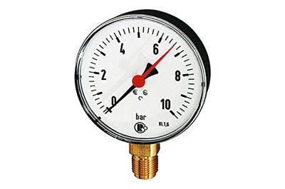 RIEGLER 101950-130 Standaard manometer, kunststof behuizing, G 1/2 onder, 0-0,6 bar, Ø 80, 1 stuk