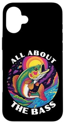 Large Mouth Bass Fish, Fishing Graphic Bass, Bass Fisherman Case for iPhone 16 Plus