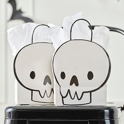 Ginger Ray Halloween witte schedel papier partij buit zakken voor truc of behandeling 6 Pack