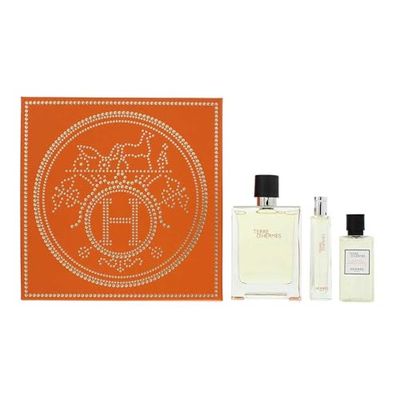 Terre Dhermes Men's Gift Box Eau De Toilette Spray 100 ml Perfume Travel Size 15 ml E Shower Gel Shampoo 40 ml