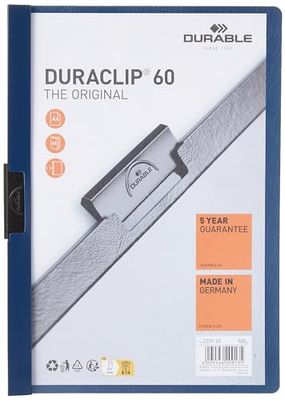 Durable 220928 Archivo clip-on Duraclip Original 60, hoja dura, hasta 60 hojas A4, azul noche, paquete de 25