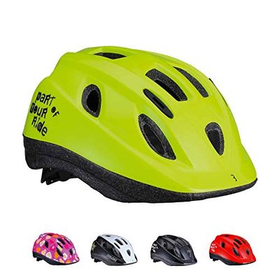 BBB Casco Boogy niñas | Bicicleta de montaña y Ciclismo de Carretera, Patinaje en línea | BHE-37 Amarillo neón Brillante S (48-54 cm)