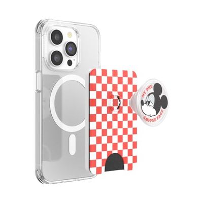 PopSockets Cartera para teléfono con Agarre expandible, Soporte para Tarjetas de teléfono, Compatible con Carga inalámbrica, Cartera Compatible con MagSafe, Cara de café de Mickey