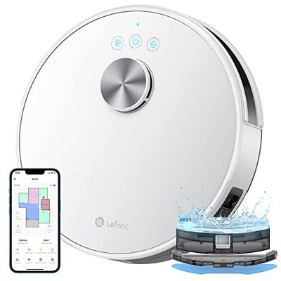 Lefant 4000Pa 2 in 1 Robot Vacuum Cleaner, LiDAR Navigation, Multi-Stage Mapping, Virtual Areas, Robot Vacuum Cleaner Connected by Alexa/APP/WiFi, Ideal for Pet Hair Carpets Hard Floors, M1