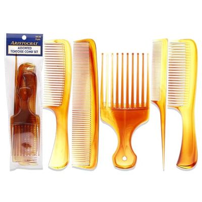 Aristocrat Assorted Tortoise Comb Set For Unisex 5 Pc Comb