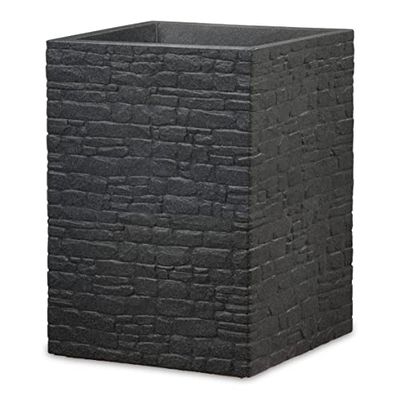 Scheurich Muretto High 54, högkärl/blomkruka/planteringskruka, kvadratisk, färg: Stony Black, tillverkad med återvunnen plast, 10 års garanti, för utomhusbruk