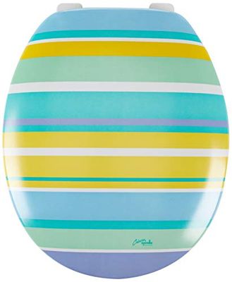 Spirella W.C. Rayures (Couvercle rayé Jaune/Bleu 1200609, Blanc, Standard