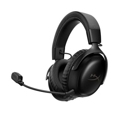 HyperX Cloud III S - Wireless Gaming Headset, Multiplatform, 2.4GHz, Bluetooth, Battery Life up to 120 Hours, 2.4GHz, 53mm Tilt Driver, 10mm Detachable Microphone - Black