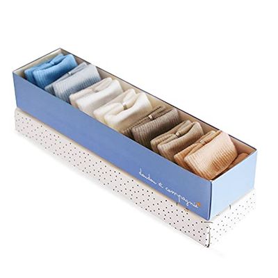 Doudou et Compagnie weekkalender sokken, taupe/blauw, 3 stuks