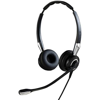 Jabra Biz 2400 II - Auriculares Ligeros estéreo de rápida desconexión con Cable y cancelación de Ruido - Voz en Alta definición y Suave Diadema - para teléfonos de Escritorio