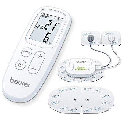 Beurer EM 70 Electrostimulateur TENS / EMS sans fil, appareil de stimulation sans fil pour la thérapie de la douleur, la stimulation musculaire et le massage, avec application et 4 électrodes