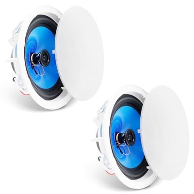 VEVOR 2 Altavoces de Techo de 205 mm, 50 W, Altavoces de Techo y de Pared de Montaje Empotrado con 8 Ω Impedancia 89 dB de Sensibilidad para Hogar, Sala de Estar, Dormitorio o Porches Cubiertos