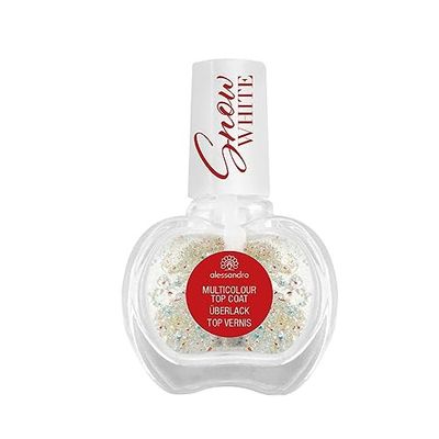 alessandro Nagellack – flerfärgad toppcoat – nagelpolish – snövit – glänsande, snabbtorkande klarlack med färgglada färgpartiklar – 7 ml
