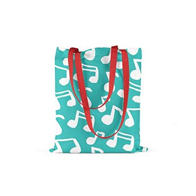 Bonamaison, 100% Algodón Bolso De Mano Impreso, Bolso de la Compra Reutilizable, Bolso De Compras, Ecológico, Plegable, Bolso de Tela de Lona con Asas Rojas, 34X40 Cm - Fabricado en Turquía