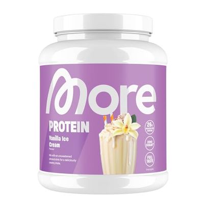 More Protein Whey Casein Protein Powder, Vanilla Ice Cream, 600 g, 1.32 lbs, 20 Servings - with Lactase