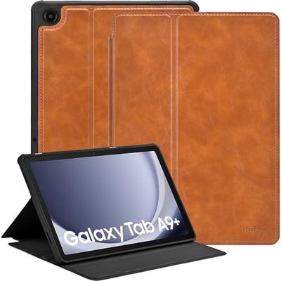 Zinibri For Samsung Galaxy Tab A9 Plus/A9+ 5G Tablet Case 11 Inch 2023 SM-X210/X216/X218, PU Leather Protective Case Multi Angle Stand Thin Case Cover Compatible with Galaxy Tab A9+ Plus, Brown