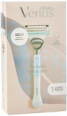 Gillette Venus Damska maszynka do golenia Plus 1 wkład do golenia z precyzyjnym trymerem, przeznaczony do włosów łonowych i skóry, niebieski, 1 szt. (1 opakowanie)