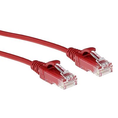 ACT CAT6 kabel sieciowy, U/UTP LSZH LAN kabel cienki, 3,8 mm Slimline, elastyczny kabel Snagless Ethernet z wtyczką RJ45, do stosowania w centrach danych, 10 m, czerwony – DC9510