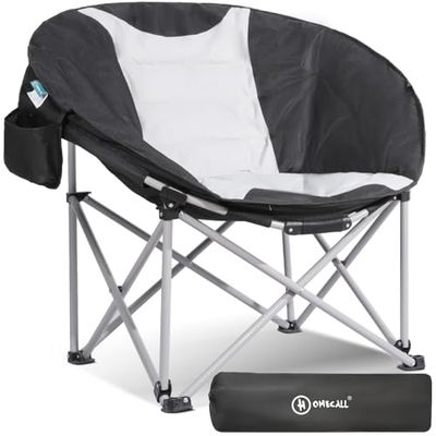 Homecall XXL Camping opvouwbare kinderstoel 600D polyester zwart crèmewit