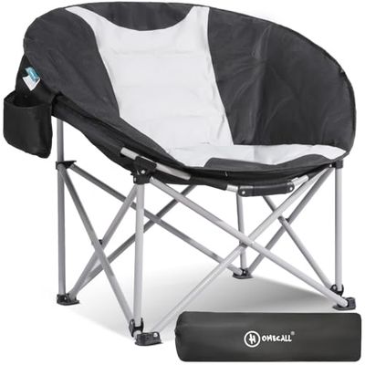 Homecall - Silla redonda de camping plegable, XXL (negro/crema)