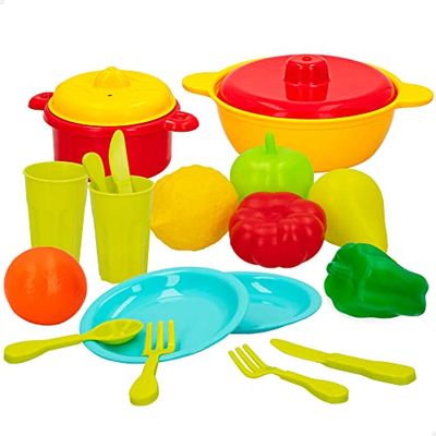My Home - Caja de Alimentos, Cesta Frutas y Verduras Juguete, Comida Juguete plástico, Comida de Juguete, 31 Piezas, menaje para niños, Accesorios Cocina Juguete, 24 Meses, CB Toys (43946)