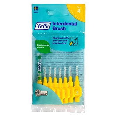 TePe Brossettes interdentaires Original - Nettoyage facile des espaces interdentaires - 1 x 8 brossettes - Diamètre 0,7mm - Jaune