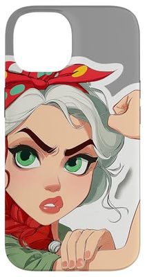 Femme Forte avec Foulard Rouge Coque pour iPhone 14