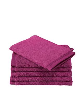 De Witte Lietaer Contessa Luxe - Juego de 6 Manoplas de baño (algodón, 16 x 22 cm), Color Magenta