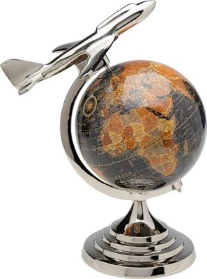 Kare Objet décoratif design - Globe Top - Multicolore - Accessoire d'intérieur - Globe - Avion - Cadre en aluminium - 39 x 31 x 24 cm (H x l x P)
