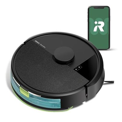 iRobot Roomba® 105 Combo Robotstofzuiger met Dweilfunctie - 7000 Pa Zuigkracht - LiDAR-navigatie - Tapijtdetectie - Schoonmaak- en vermijdzones - 4 Zuigniveaus - Ideaal voor huisdieren - Zwart (Y3110)
