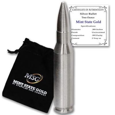 Zilver 56,7 g .308 kaliber kogel - massief .999 puur zilver door Mint State Gold.