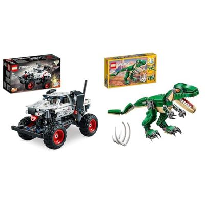 LEGO 42150 Technic Monster Mutt Monster Jam Dalmata, Set Monster Truck 2 in 1 con Pull-Back & 31058 Creator Dinosauro, Set Animali Giocattolo 3 in 1 per Costruire