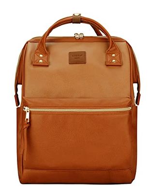 Kah&Kee Mochila Cuero Mujer Impermeable para Ordenador Portátil 15", Oficial para Trabajo y Viaje, Mochilas Casuales Para Mujer y Hombre.