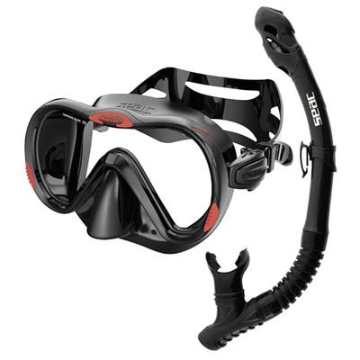 SEAC Set Bis Boss Dry, Set in Silicone per Immersioni e Snorkeling con Maschera e Snorkel con Sistema Dry Top e Valvola di Spurgo