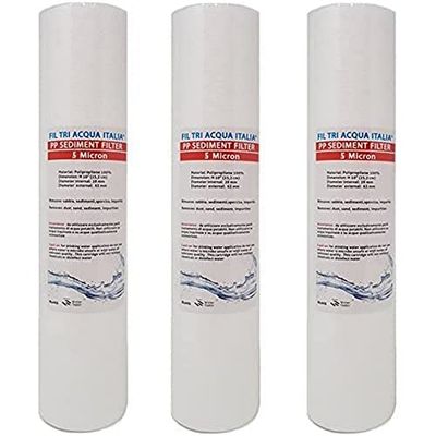 Cartuccia Filtro A SEDIMENTI 10 Pollici Micron 5 per OSMOSI INVERSA DEPURATORE Acqua Set 3 Pezzi