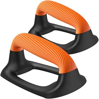 Kipika Push-upstangen, push-up standaards met verdikte zachte kunststof handgreep, stabiele en antislip basis, push-up handgrepen, perfect voor vloerkrachttraining, zwart en oranje