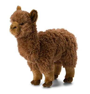 WWF Plüsch WWF Peluche de alpaca de peluche realista com muitos detalhes semelhantes, suave e flexível, normas CE – bege – altura 31 cm