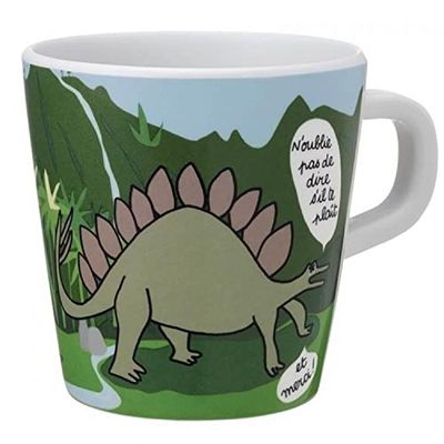 Petit Jour Paris - DI913L - Tazza dei Dinos: stegosauro e tirannosauro, perfetta per il piccolo dej