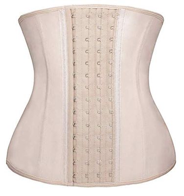 YIANNA Taillentrainer für Frauen Latex Unterbrust Taille Korsett Cincher Sanduhr Body Shaper 4 Haken, Skin 9 Steed Bones, Medium