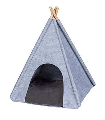 Wenko 71047800 Letto per Animali Tipi, in Stoffa e Legno, Cuscino Lavabile, Stile Scandinavo, Grigio Chiaro