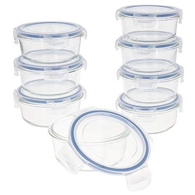 AKTIVE 45 Contenitori per Alimenti ermetici, in Vetro, 15,5 x 7 cm (580 ml)