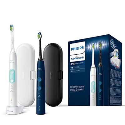 Philips Sonicare Spazzolino Elettrico Sonico con Sensore di Pressione Integrato, Bianco & Blu (modello HX6851/34)