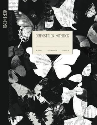 Composition Notebook College Ruled: Vintage Butterfly Pattern Design | Inset Butterfly Dark Aesthetic School Student Gift Journal