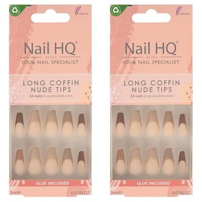 NAIL HQ Long Coffin Nude Tips Nails (Pack of 2)